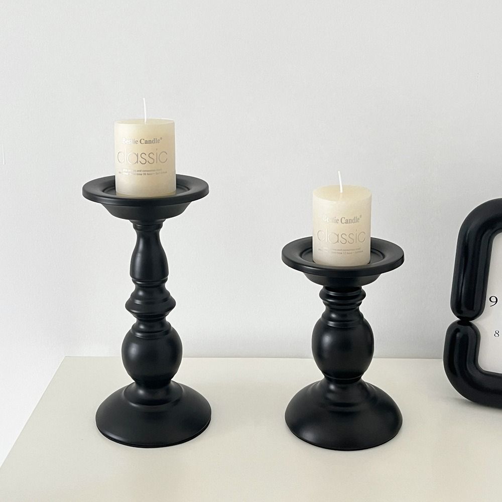 Black Vintage Candlestick Retro Candle Stand Candle Containers Candle Cup Banquet Dinning Table