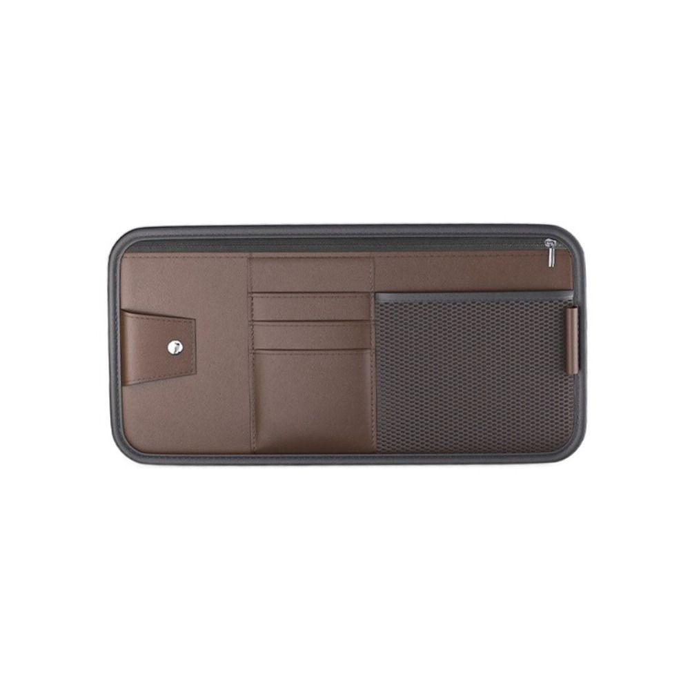 Large Capacity Car Sun Visor Organizer Solid Color Cards Holder Sunglasses Clip  Car Interior