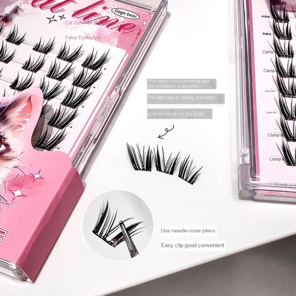 Тонкие самоклеящиеся пучки ресниц своими руками пучки накладных ресниц симпатичные бесклеевые накладные ресницы макияж