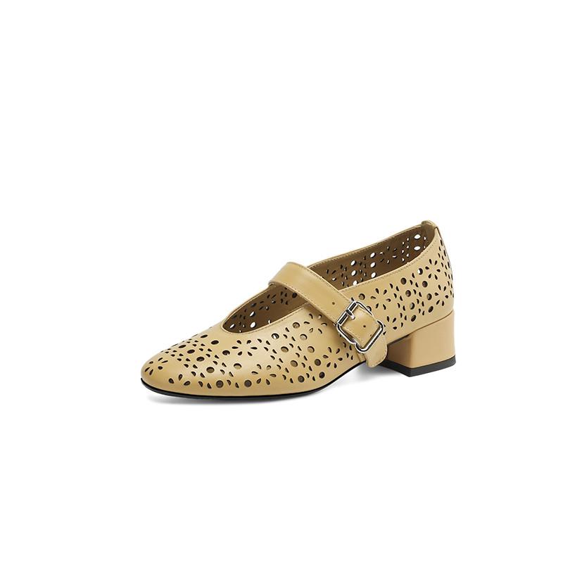 Модные новые весенне-осенние женские туфли из натуральной кожи с круглым носком, модные туфли Мэри Джейн с вырезами, женские туфли-лодочки на среднем каблуке