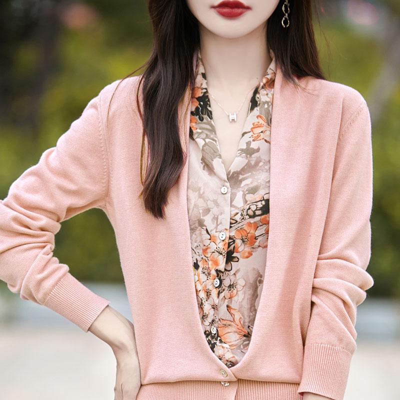 Женский кашемировый кардиган Qinghe кашемир 50% шерсть 50% шелк Женский осенне-зимний кашемировый кардиган мягкий и теплый