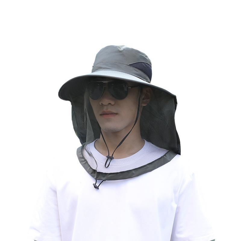 Mesh face mask mosquito-proof hat, sun protection hat, face covering for men and women, summer outdoor large brim UV protection for fishing and