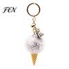 Decorative Ice Cream Pendant Plush Keychain for Backpacks, Fluffy Cone Handbag Hanging Accessory Bag Charm, with Metal Ring Decor