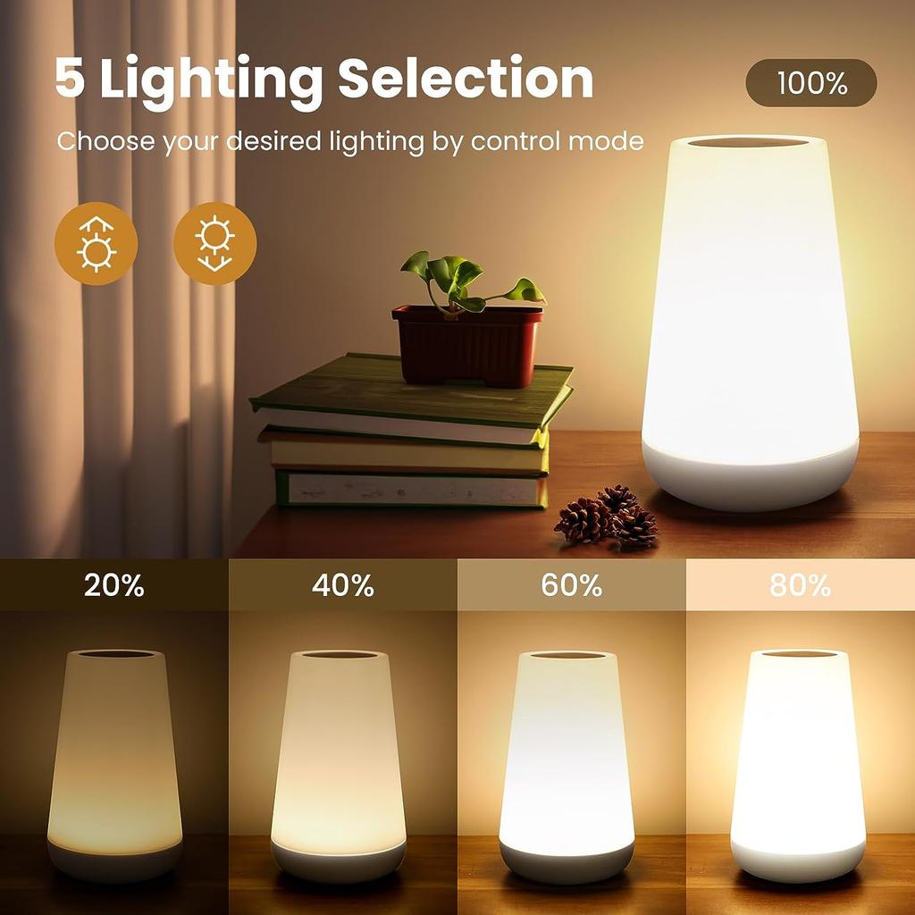Table Lamp Bedside Lamp For Bedroom 13 Color Changing Touch Night Light RGB Remote Dimmable USB Rechargeable Portable Room Light