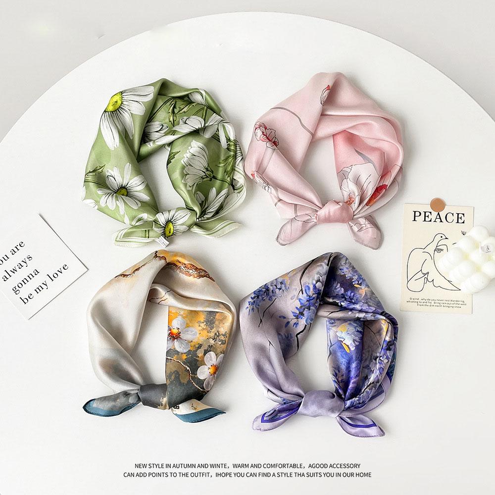 Spring And Summer Satin Long Scarf For Women Sunscreen Shawl Fashionable Beauty Scene Satin Long Scarf Versatile Travel Scarf