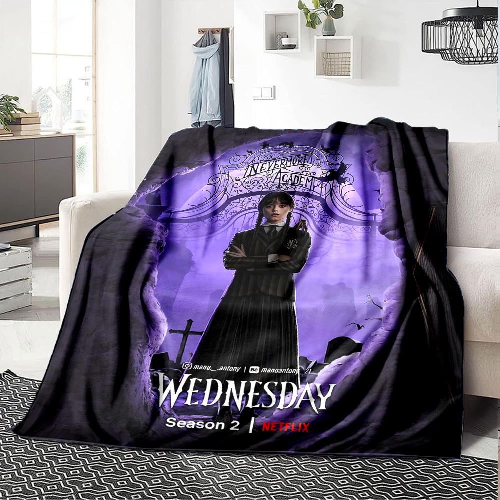 1pc Nevermore Academy Wednesday Soft Flannel All-Season Throw for Home, Office, Outdoor UseDurable Comfort 100580