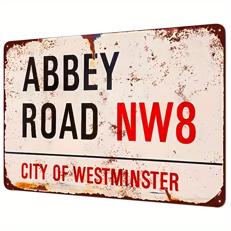 Винтажная металлическая табличка Abbey Road NW8 - 30,48x20,32 см Ретро Настенное Искусство, Рустик Железный Декор для Гаража, Бара, Гостиной - Прочный, Нет