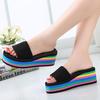 Fashion High-Heeled Shoes Lady House Slippers Platform On A Wedge Luxury Slides Multicolored Sandals Slipers Women Designer Soft Summer