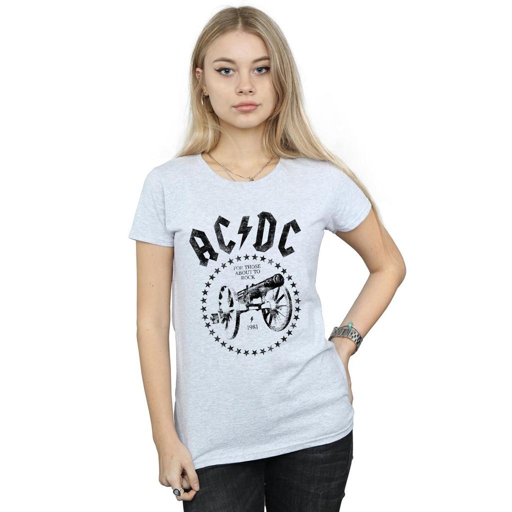 AC/DC Womens/Ladies We Salute You Cannon Cotton T-Shirt