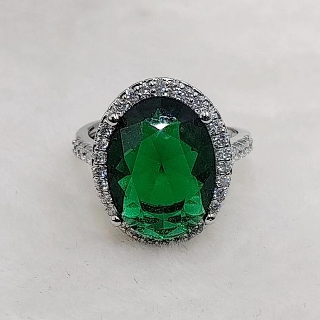 Coconut Round Pigeon Egg Multi-Color Zirconium Ring Women'S Gold-Plated Luxury Inlaid Imitation Colored Treasure Diamond Fashion Live Ring