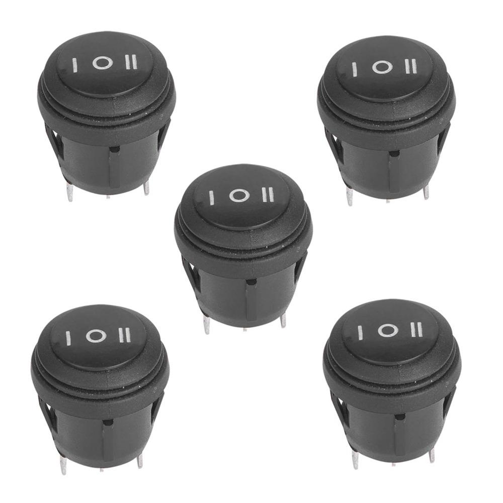 5PCS Black Color Round Rocker Switch 3 Pin SPDT Switch Durable Rocker Switch  Marine