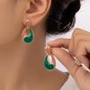 Green Enamel Hollow Water Drop Women's Hanging Earrings Colorful Glaze Geometric Statement Drop Earrings 2025 New Trend