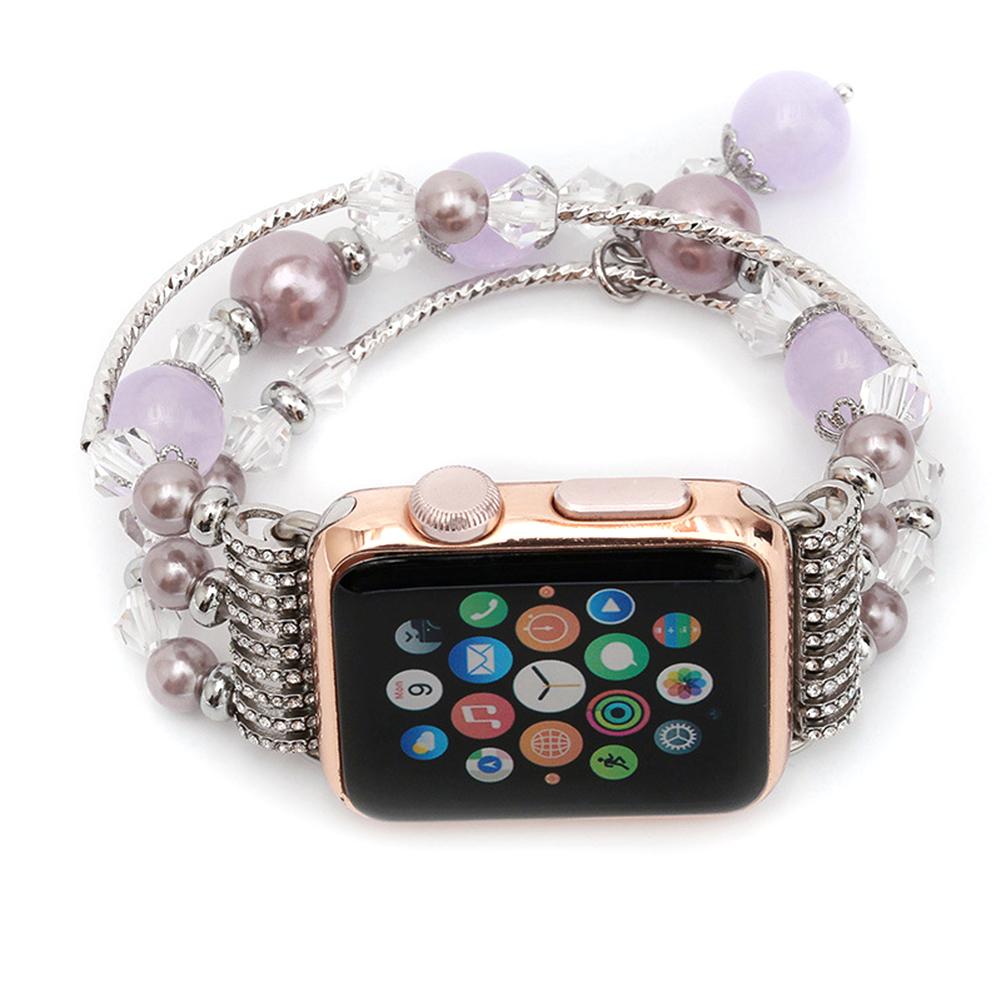Fashion Faux Agate Beads Bracelet for Apple iWatch Series 1 2 42/38mm Women's Watch Band Strap
