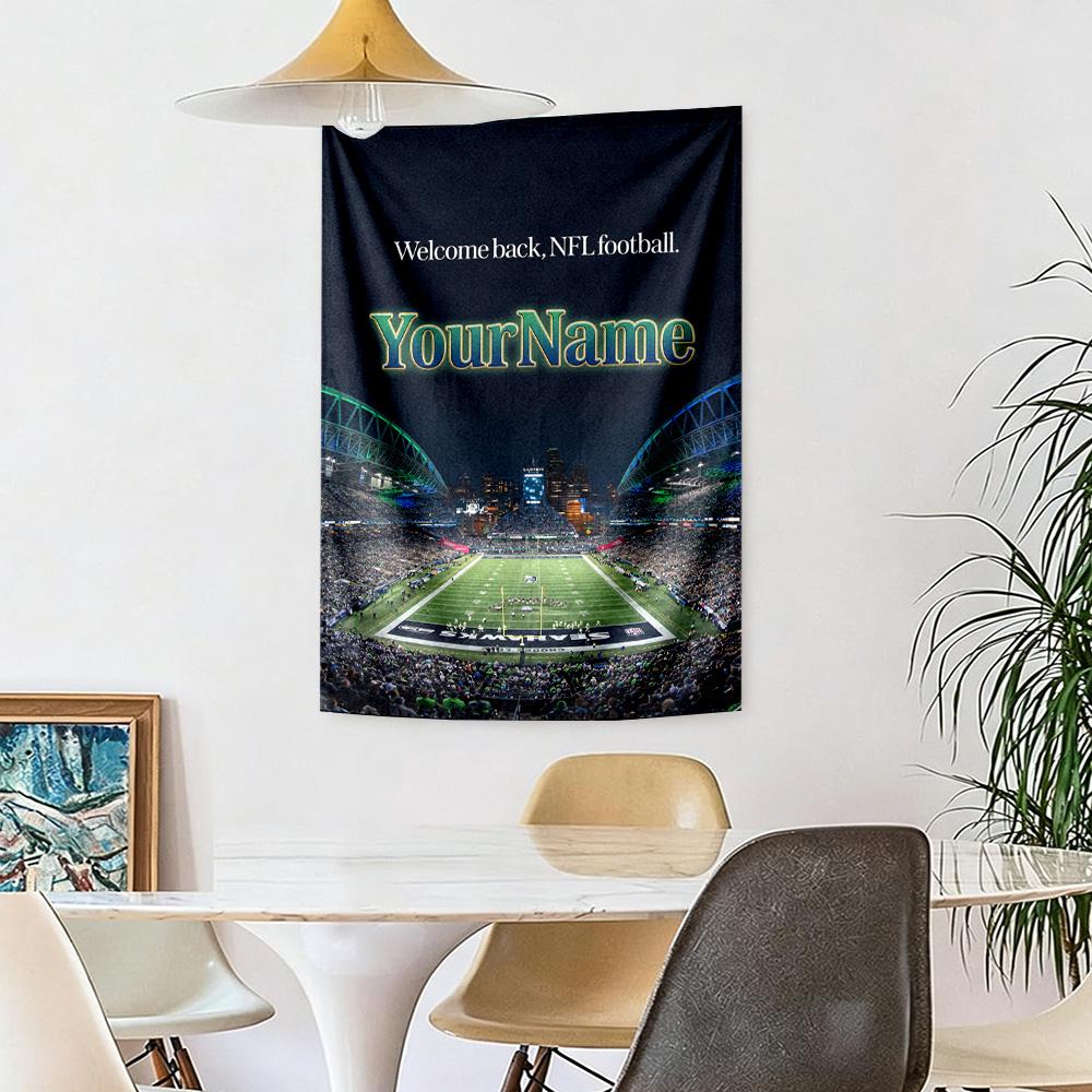 Seattle Seahawks Custom Your Name Wall Decor Tapestry Art For Pet Memorial Birthdaywedding Party Backdrop Family Gift