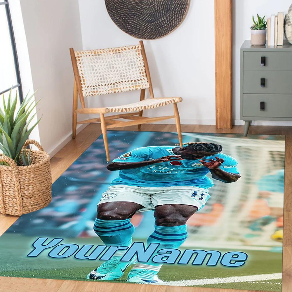 Manchester City Customizable Name Area Rug Perfect for Hallway Outdoor Living Rooms Playrooms Anti-slip Rug Decorate Offices Birthday/Christmas Gift