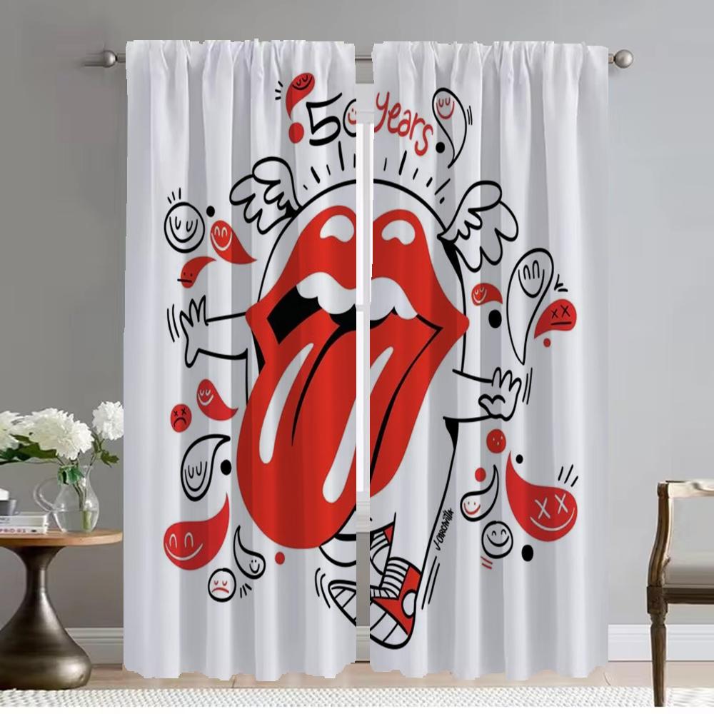 Тюль Rolling Stones для спальни, затемняющая штора для комнаты, 2 панели, украшение на Хэллоуин, элегантные комнатные шторы, шторы-перегородки