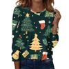 Women's Fashion Casual Christmas Printed Round Neck Long Sleeve Pullover Top