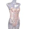 Lace Embroidery Bandage See-Through Sexy Bodysuit for Women