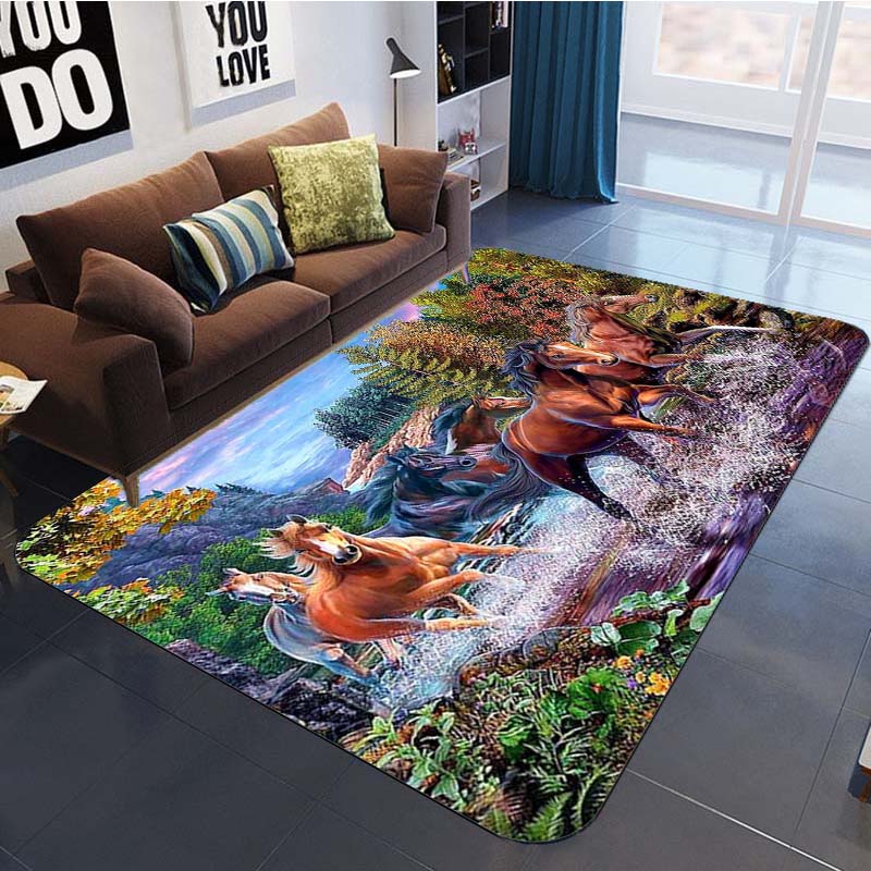 3D живой ковер с лошадью, нескользящий ковер, коврик для комнаты, прямоугольный коврик для кухни, салона, ковер для лошадей, стадо, ковер с животными, лучший ковер