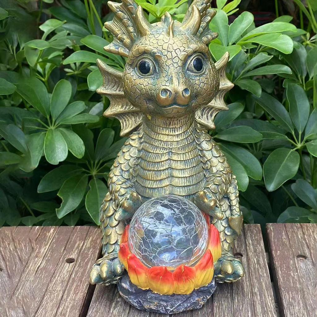 Лампа-Луна на солнечной батарее, Украшение для сада на открытом воздухе, Смола, Скульптура дракона, Орнамент, Ремесло, Художественный орнамент