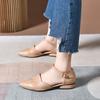Hollow Sandals 2025 Summer New Ruffle Edge Pointed Head with Thick Heel Middle Heel First Layer Cowhide Women's Sandals