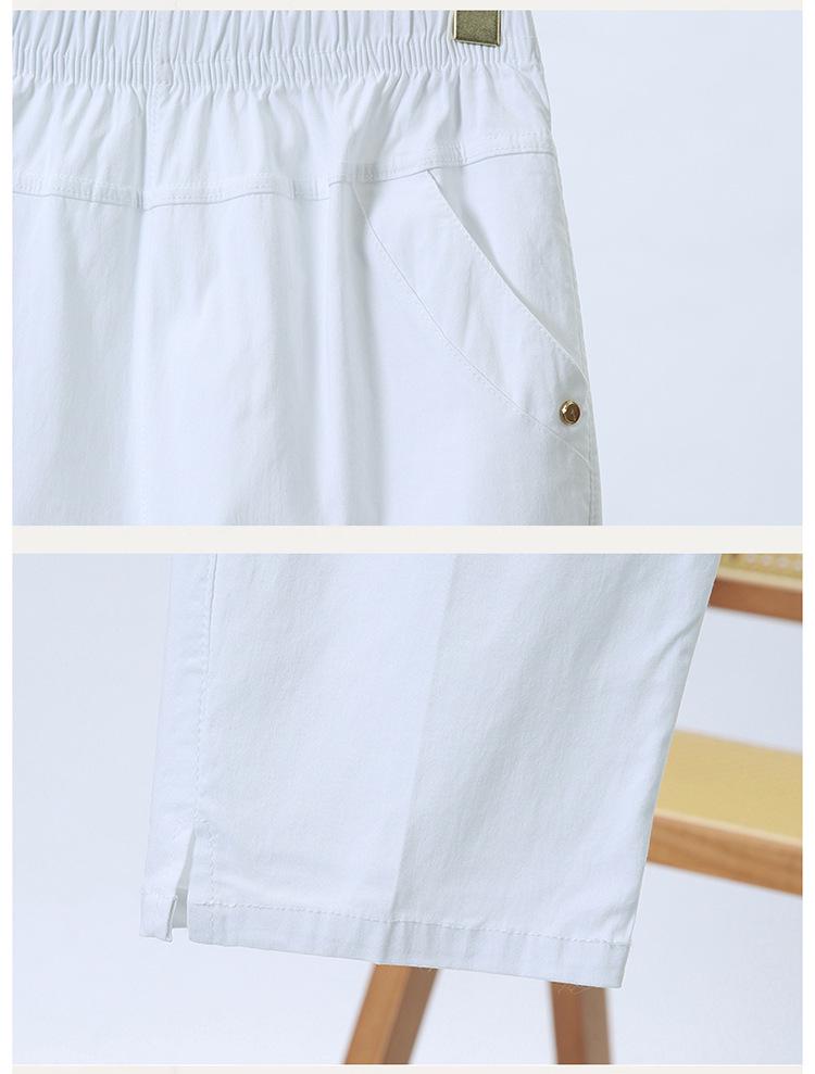 Elastic High Waist Cotton Capris for Middle-Aged and Elderly Women - Summer 2026 Casual Style for Young Mothers.