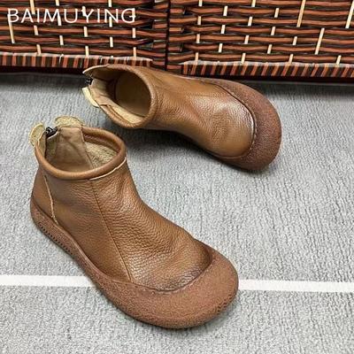 Кожаные балетки женские ботильоны дизайнерские ретро туфли на молнии 2025 тренд новый бренд мягкие оксфордские туфли удобные зимние Botas De Mujer