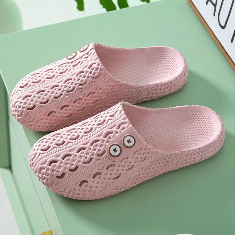 Women's Hole Toe Shoes Cute Non-slip Beach Sandals Girls Summer Outside The Bathroom Home Thick Bottom Stepping On Shit Slippers