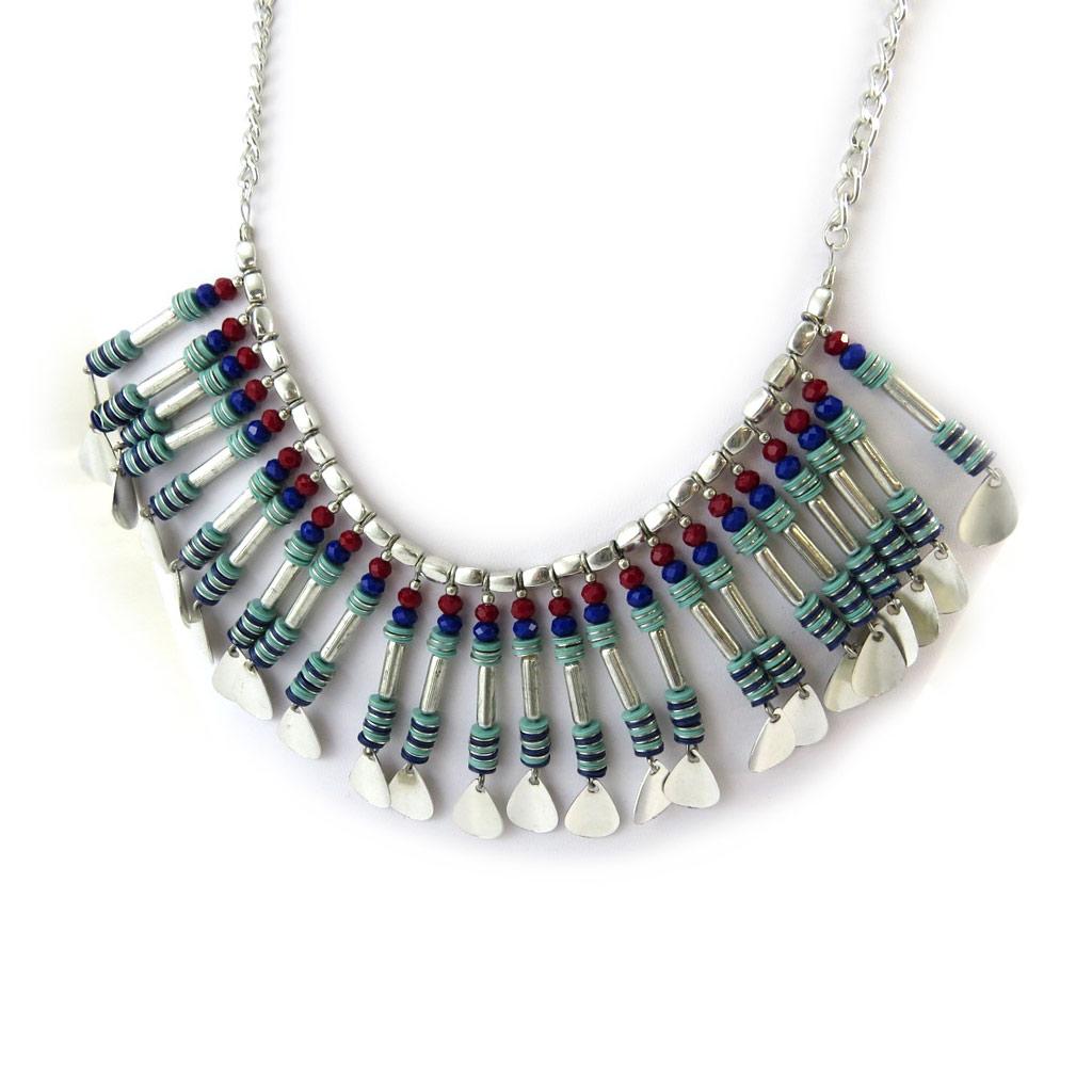 Les Trésors De Lily [N4076] - Designer Necklace 'Navajos' Turquoise Silver