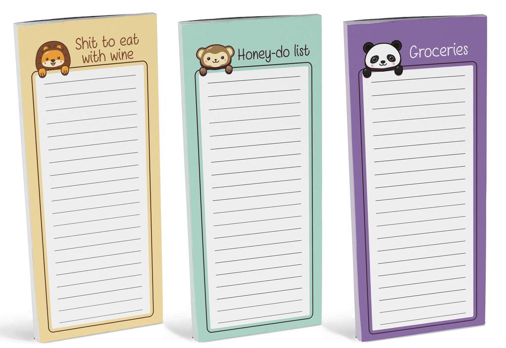 Inkdotpot Pack of 3 Magnetic Fridge To-Do List Notepads- Magnetic Memo Pads For Refrigerator- (50 Sheets