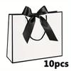 10 шт. подарочных пакетов с бантом из ленты и ручками из бечевки, бумажные пакеты с черной лентой, хозяйственные сумки на день рождения, свадьбу, рождество, новоселье, годовщину