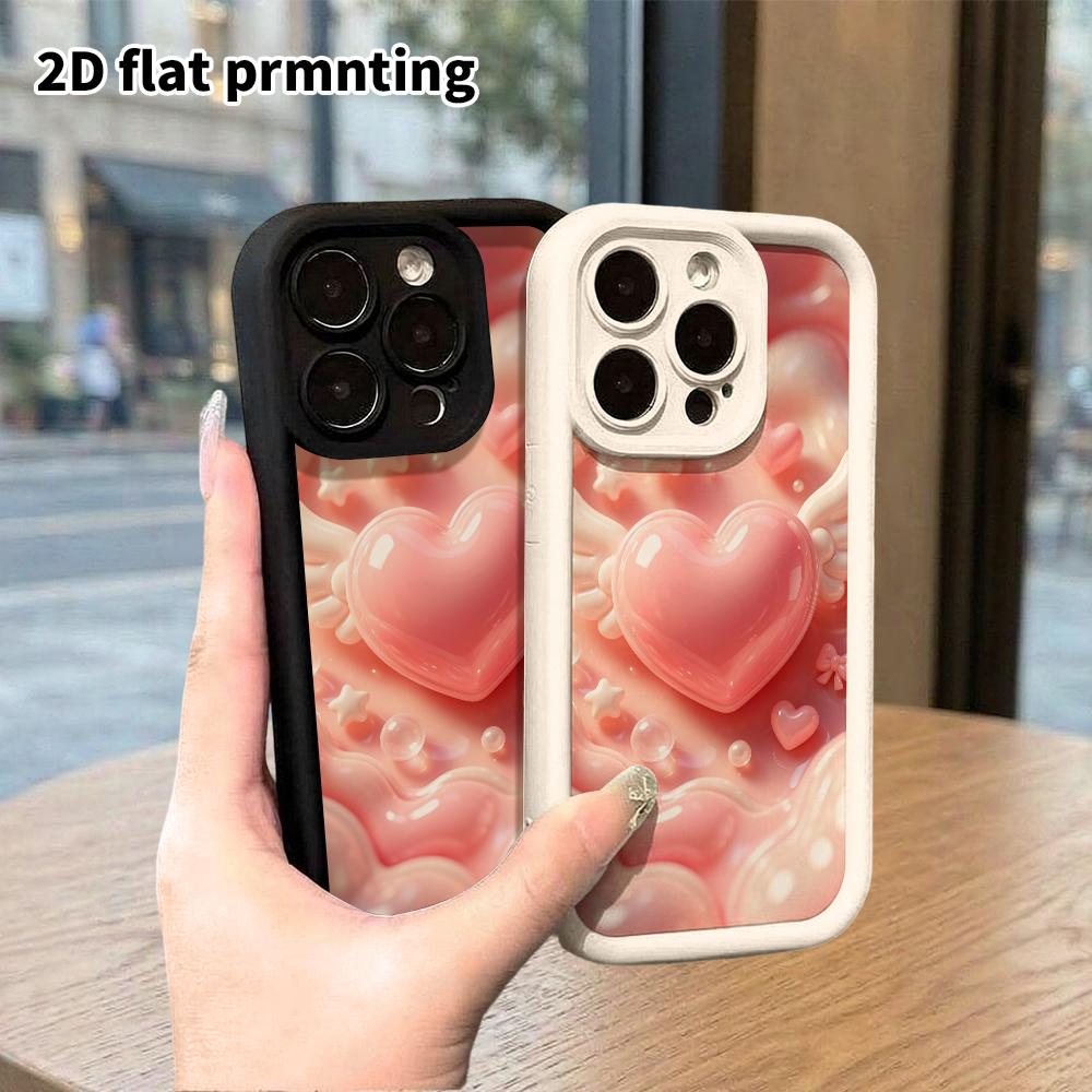 Phone case: 2D flat design, suitable for iPhone 18 17 16 15 14 13 Pro protective case, angel heart, perfect Christmas and Halloween holiday gift