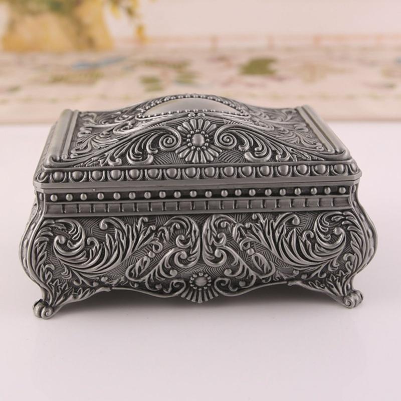 Metal Jewelry Box Rectangular Trinket Storage Box Vintage Jewelry Box For Women Girls Birthday Christmas Bronze