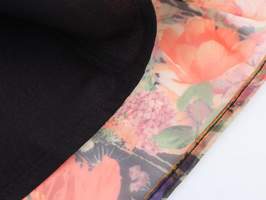 2025 Spring Women's Fashion Puff Sleeve Dress with 3D Floral Decoration