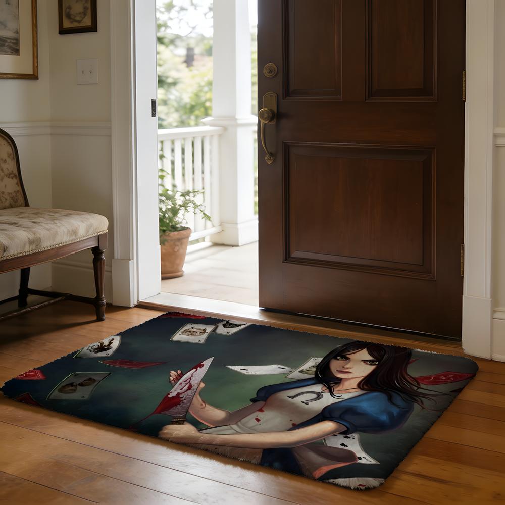 AAlice MMadness Returns Art Floor Mat Soft Flannel Absorbent Mat Non-Slip Rug Home Bedroom Bathroom