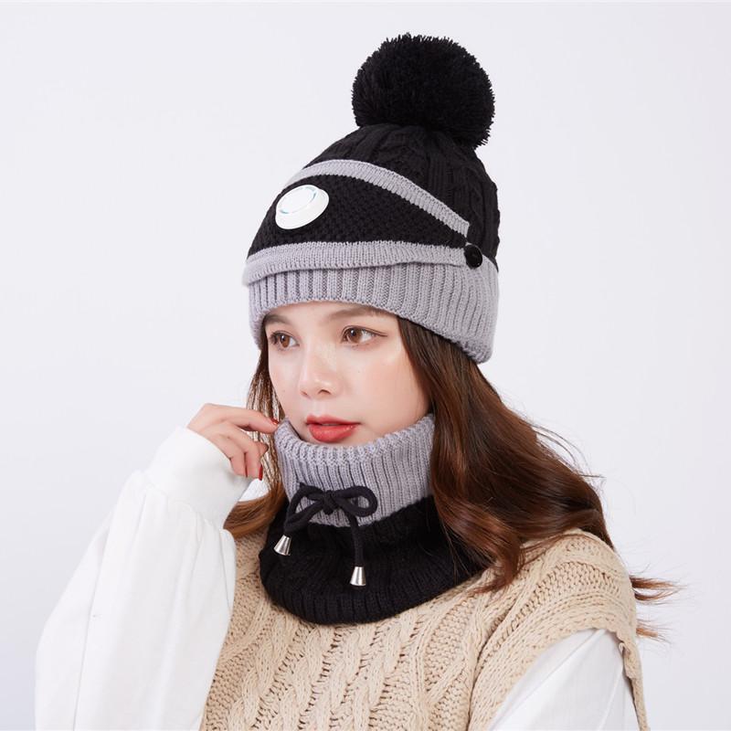 3 Pieces Women's Knitted Hat Scarf Caps Neck Warmer Winter Hat Ladies Girls Skullies Beanies Capst