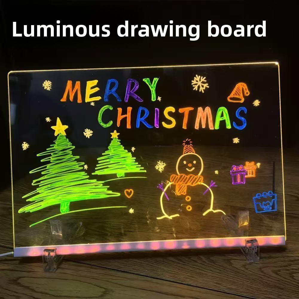 Kid Drawing Toy Led Note Board Diy Acrylic Board With Colour Pens Led Drawing Board Luminous Blackboard Wordpad With Night Light