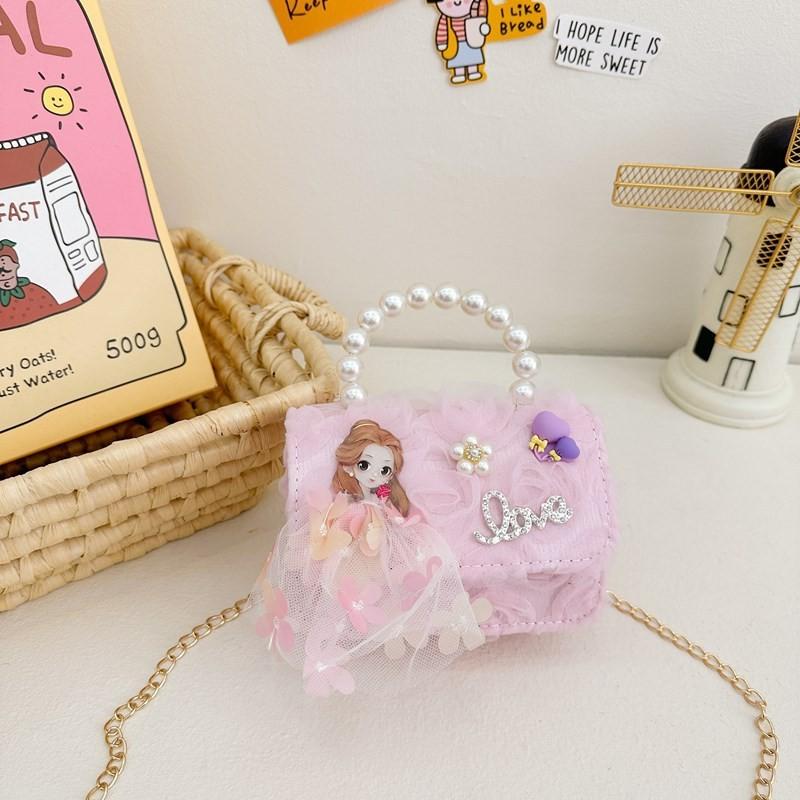 Pvc Fashionable Chain Bag For Children With Adorable Bowknot And Lining Breathable