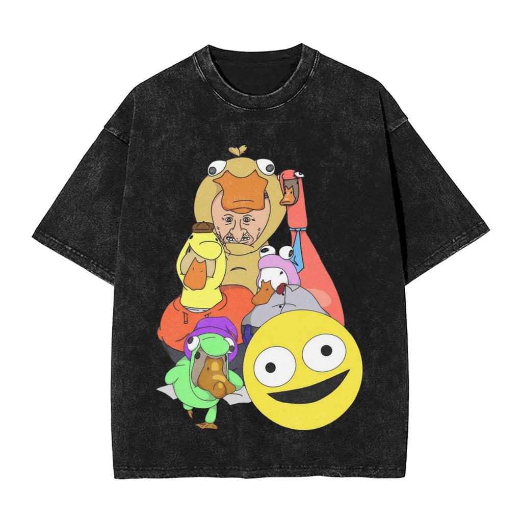 Funny Smiling Friends Pim Dead Inside T-Shirts For Men Round Neck 100% Cotton Washed T Shirts Short Sleeve Tees Gift Tops