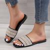 Women's Fashion Flat Sandals Artificial Pearl Rhinestone Slippers