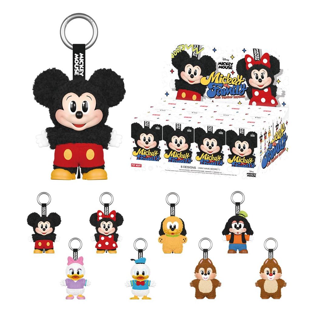 POP MART DISNEY Mickey Family Cute Together Plush Keychain Series Pop Mart Gachapon Blind Box Figure Plastic Model Premium Toy PVC Soft Vinyl Original
