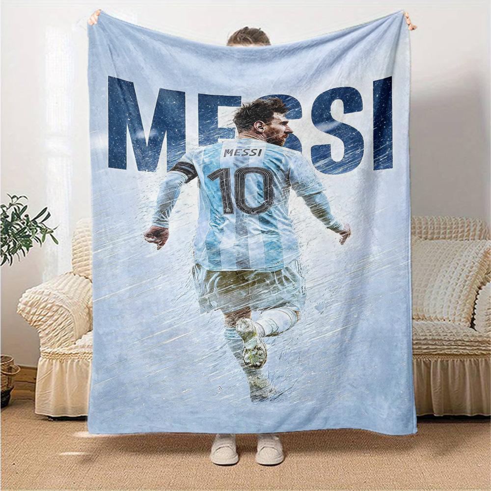 Football Messi Blanket Comfortable Great for Chair Sofa Livingroom Four Seasons Multipurpose Modern Unique Gift for Family and Friends Camping