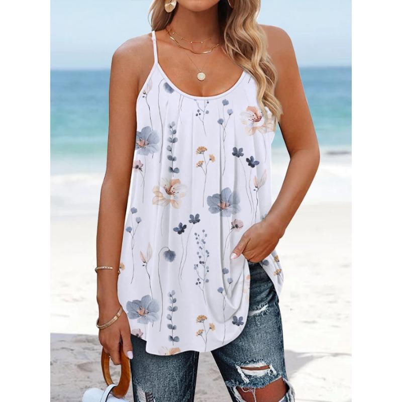 YYFS Женская мода повседневная летняя весенняя цветочная модель с принтом без рукавов на подтяжках блузки и рубашки