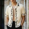 Летние мужские рубашки с воротником-лацканом и коротким рукавом с цветочным принтом в стиле кэжуал