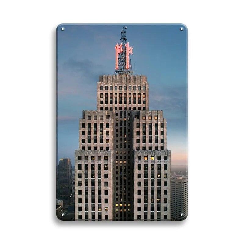 Beautiful City Landmarks Retro Posters Paris Dubai Building View Metal Tin Sign Living Room Bedroom Home Decorative Art Painting