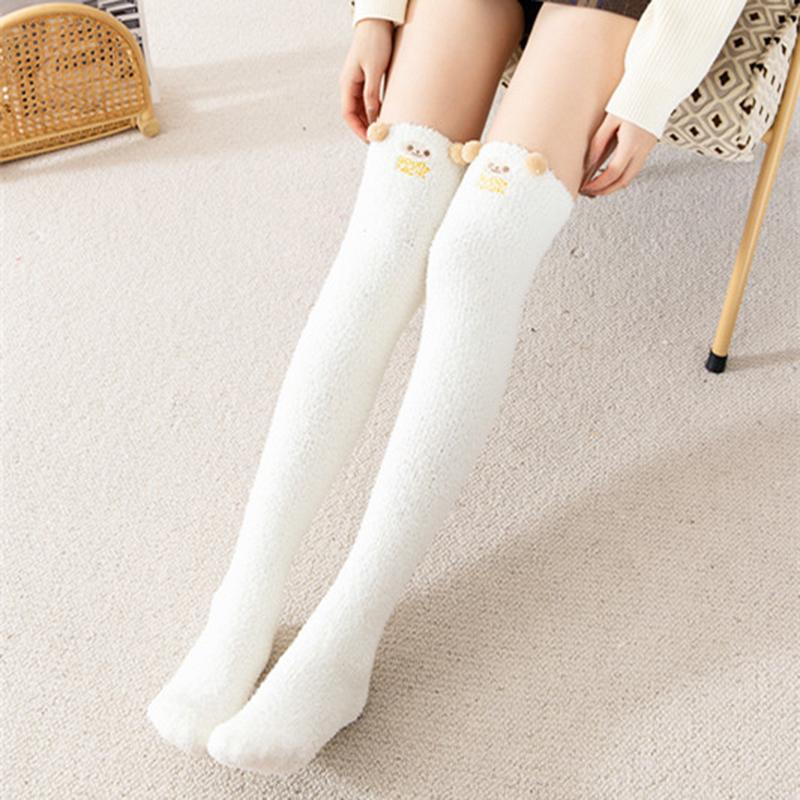 Cartoon Knee Length Women's Cute Socks Thickened Warm and Comfortable Long Tube Sleep Socks