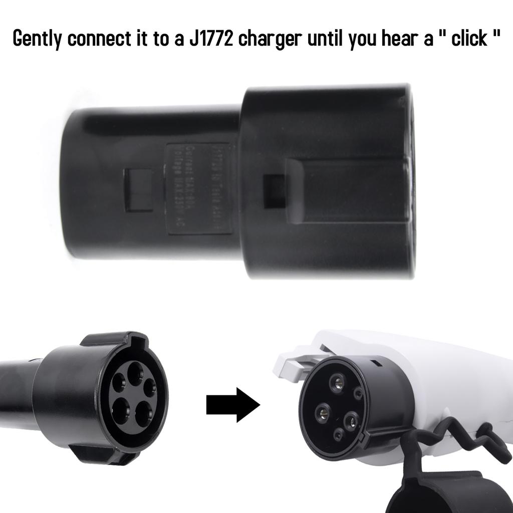 J1772 To Charging Adapter Fit for Tesla Model 3/S/X/Y, 80 Amp / 240V AC    Compatible with SAE