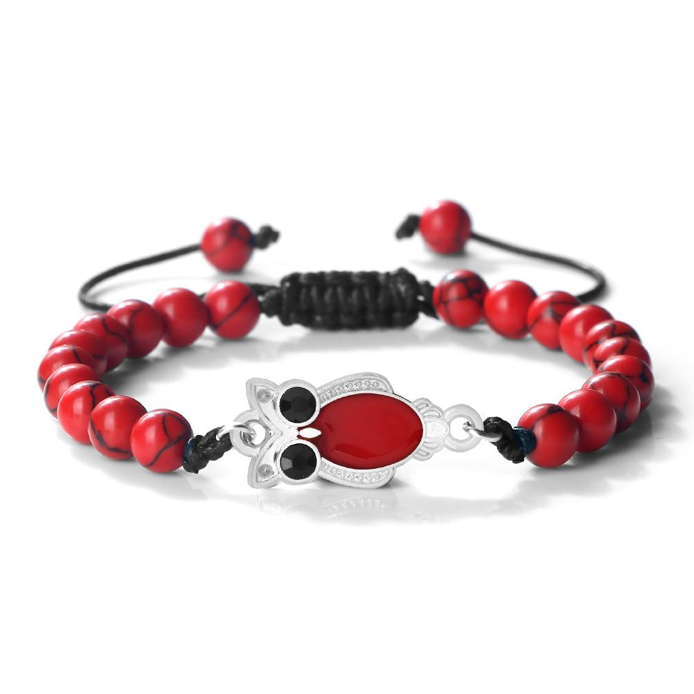 6 мм Кулон Сова Черный Матовый Браслет Для Мужчин Регулируемый Животное Шарм Браслет Бохо Готическая Бижутерия Идея Подарка Унисекс Изящный Аксессуар