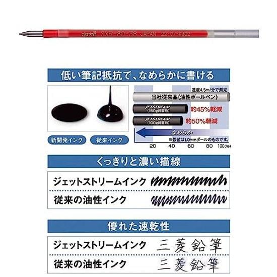 Стержень для шариковой ручки Mitsubishi Pencil Jetstream, многоцветный, многофункциональный, 0,38 мм, красный, 10 шт. SXR8038K.15 10P