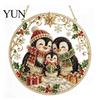 Unique Holiday Party Embellishments Christmas Hanging Diamond Art Ornament, 2D Acrylic Pearl Painting Reusable Decorations Pattern Suncatcher, Window